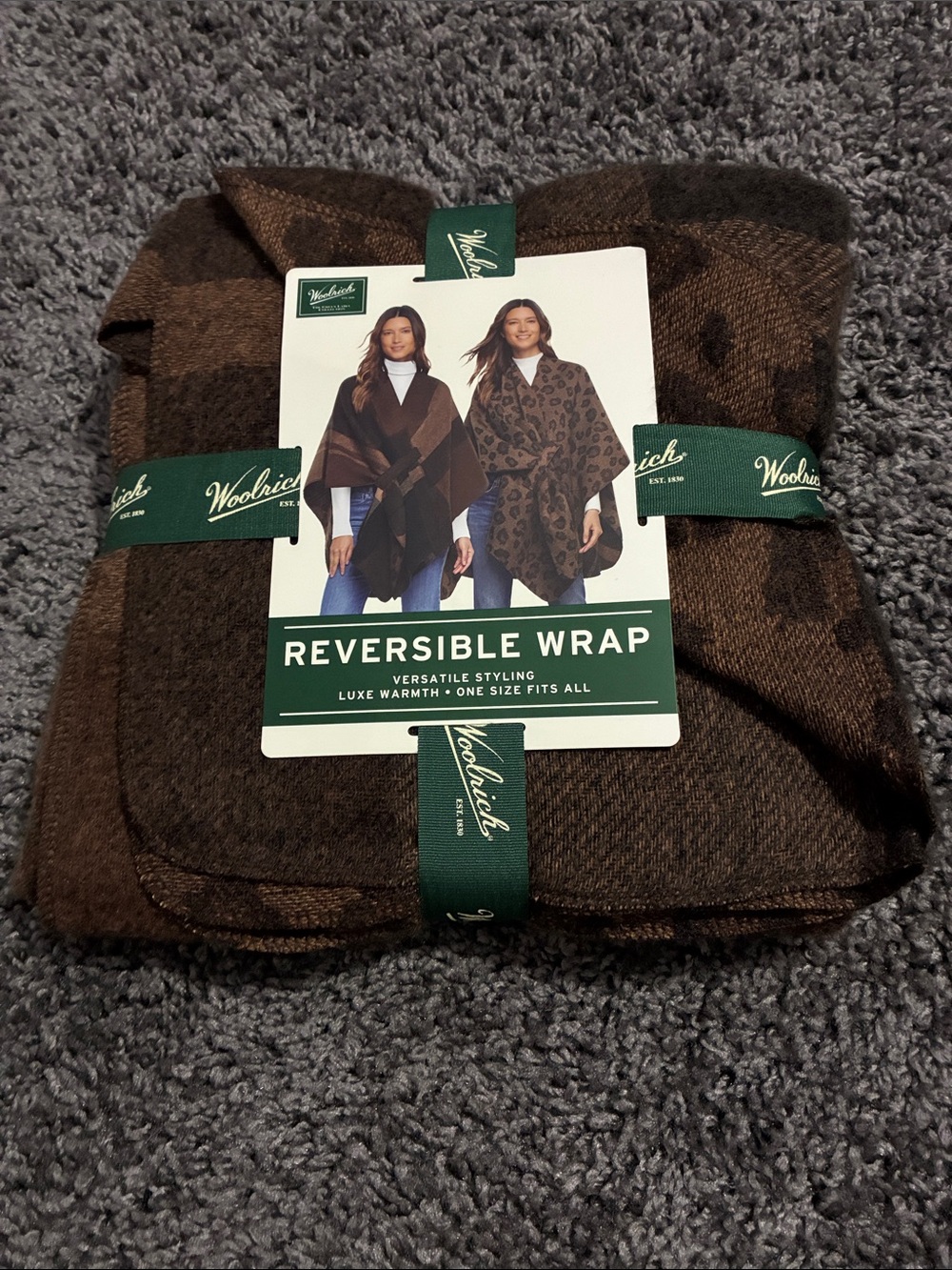 Brown woolrich reversible wrap